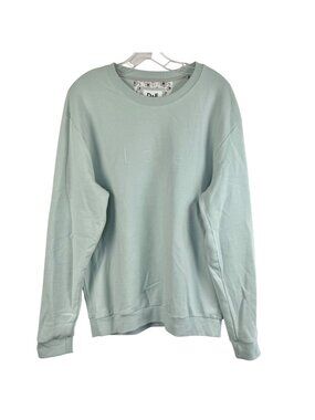 D&F Denim & Flower by Ricky Singh Crewneck Sweatshirt XL "Love" Mint Green VGUC